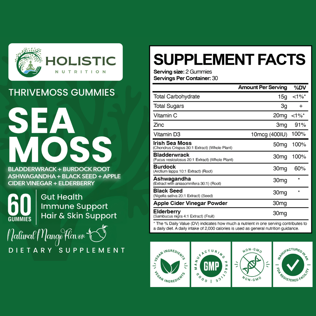 Holistic Nutra™ 10-IN-1 THRIVEMOSS Skin & Hair Gummies