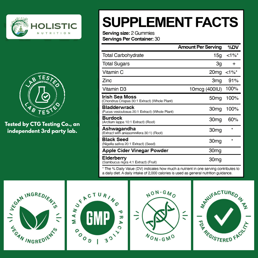 Holistic Nutra™ 10-IN-1 THRIVEMOSS Skin & Hair Gummies