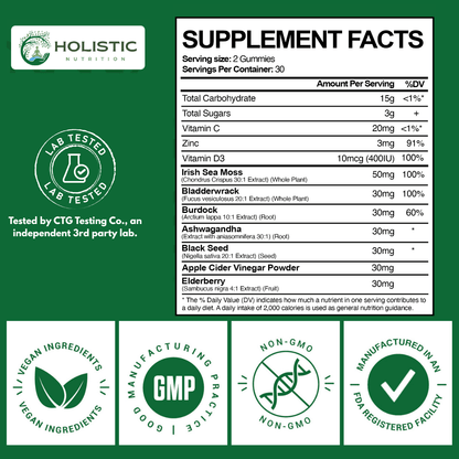 Holistic Nutra™ 10-IN-1 THRIVEMOSS Skin & Hair Gummies